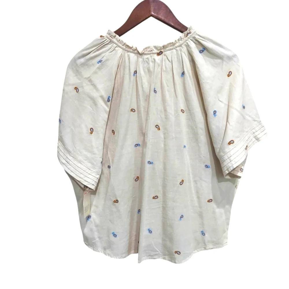 NWT Ana Cotton/Linen Em roidered Blouse With Pintuck Details - Picture 4 of 7